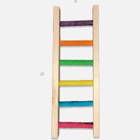 تصویر نردبان چوبی اسباب بازی پرندگان 8 پله رنگی 
