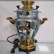 تصویر سماور برقی برنجی عالی نسب ۷ لیتری ترموستات دار الماس نفیس (طلایی) Alinassab Almas Nafis Electric Samovar (gold) 7 Liter