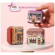 تصویر قوطی فلزی طرح مغازه های مینیاتوری 