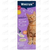 تصویر بستنی گربه وینستون دو طعم پنیر و گوشت گاو 8 عددی Winston, Cat, Schleckerli, Chicken and Fish, 4X2, 120g