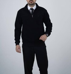 تصویر پلیور نیم زیپ پولو - L / مشکی 