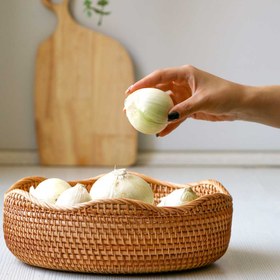 تصویر سبد حصیری لب کنگره ای 