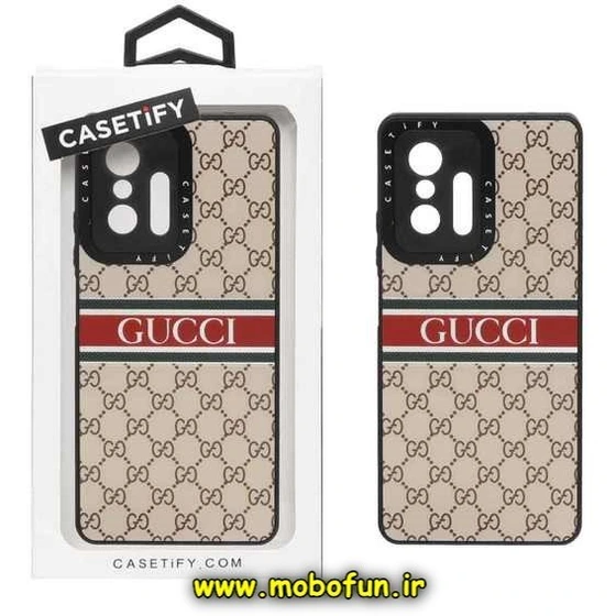خرید و قیمت قاب گوشی Xiaomi Mi 11T - Mi 11T Pro شیائومی پشت گلس آینه ای  CASETIFY طرح لاکچری گوچی GUCCI محافظ لنزدار مشکی کد 655 | ترب