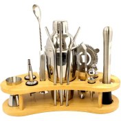 تصویر ست بار سرد ۱۵ تکه استیل با پایه بامبو یونیک لایف 