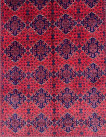 تصویر فرش دستبافت 6متری تمام کرک لاکی قرمز نقش قابی رنگ طبیعی کد 0500226 Handmade 6m flok carpet,Red color organic material,Code 0500226