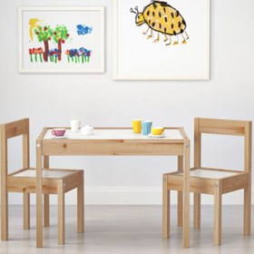 تصویر میز و صندلی کودک ایکیا مدل IKEA LÄTT ا IKEA LÄTT Children's table with 2 chairs white/pine IKEA LÄTT Children's table with 2 chairs white/pine