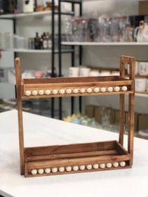 تصویر استند سرو مهره دار ۲ طبقه چوبی 