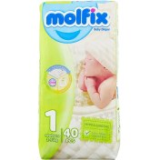 تصویر پوشک سایز 1 بسته 40 عددی به‌همراه دستمال مرطوب مولفیکس molfix Molfix Baby Diaper Size 1 Pack of 40