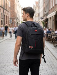 تصویر کوله پشتی مشکی اسپرت و دانشجویی مدل پیرکاردین Pierre Cardin - مشکی Pierre Cardin Unisex Black Casual Backpack - Water-Resistant Everyday School & Work Bag