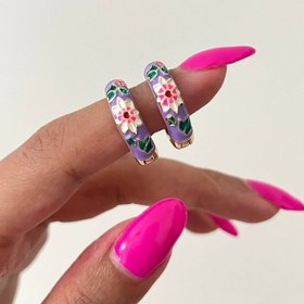 تصویر گوشواره میناکاری حلقه ای کد0822 