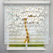 تصویر پرده زبرا طرح 3D درخت شکوفه سفید کد FLW-33 