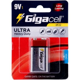 تصویر باتری باتری کتابی گیگاسل Gigacell Ultra Heavy Duty 9V Gigacell Ultra Heavy Duty 6F22 9V Battery