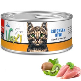 تصویر کنسرو پته ای گربه وکسی طعم مرغ و کیوی 110 گرمی VEXI With Chicken & kiwi 110 ML