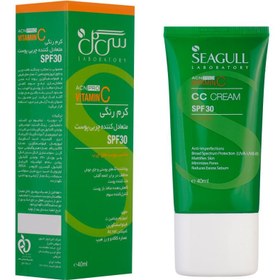 تصویر CC کرم رنگی متعادل کننده چربی SPF30 سی گل مناسب پوست چرب حجم 40 میل Seagull Tinted ACN PRO Oily Skin CC Cream With SPF30 40ml