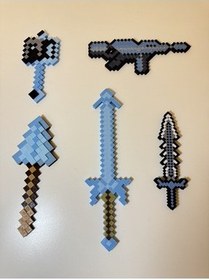 تصویر اسباب بازی های فیگور دیگر مجموعه شمشیر الماس MINECRAFT 5 نیزه + گرز تفنگ تیغه 14 23 سانتی متر You Toys 