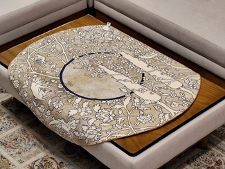 تصویر رومیزی گرد مخمل کوبیده کد PG-Tablecloth-1۱۳ 