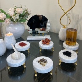 تصویر ظروف هفت سین سنگی با آینه | هدیه تولد | جهیزیه عروس | ظروف سنگی آقای سنگی | کادویی | ظروف آنتیک و کلکسیونی 