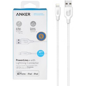 تصویر کابل شارژ کنفی آیفون ANKER مدل A8121-سفید 