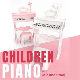 تصویر پیانو اسباب بازی کودک با میکروفن رنگ سفید کد P/102631/SE 