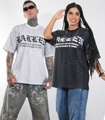 تصویر تیشرت باکسی مدل سنگشور سفید و مشکی کد BA1 اسپرت مردانه و زنانه 