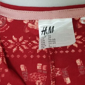 تصویر سرهمی بچه گانه اچ اند ام H&M طرح کریسمس رنگ قرمز H&M red christmas overall