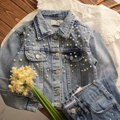 تصویر کت جین مرواریدی 