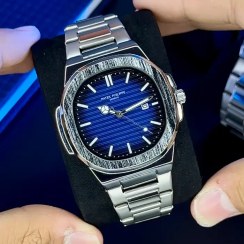 تصویر ساعت پتک فیلیپ نقره ای صفحه سرمه ای | patek philippe 