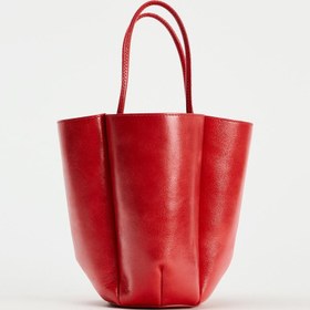 تصویر کیف RED LEATHER MINI BUCKET BAG برند زارا 