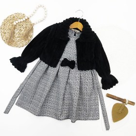 تصویر ست سارافون و کت پشمی دخترانه مشکی کد 10730 