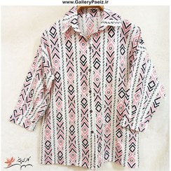 تصویر مانتو لنین چاپی طرح دار،خرید مانتو خنک لنین نخی فیری سایز 