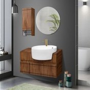 تصویر ست کابینت و روشویی آزالیا مدل Milana 17 به همراه آینه و باکس 