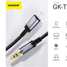 تصویر کابل aux به تایپ سی(Type-C) گرند مدل GK-T3 
