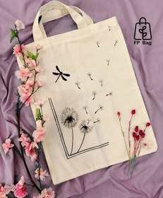 تصویر کیف پارچه ای طرح قاصدک-نقاشی شده با دست(پنبه الیاف طبیعی) hand totebag