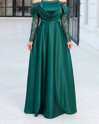 تصویر پیراهن مجلسی بلند زنانه ساتن زارا - رنگبندی طبق تصویر 