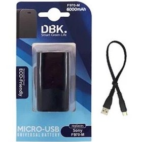 تصویر باتری DBK NP-F970 M با ظرفیت 6000 میلی آمپر به همراه کابل شارژ USB 
