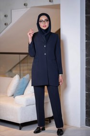 تصویر مانتو و شلوار فیونا کد C-80 رنگ مشکی و سورمه ای 