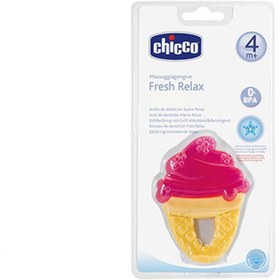 تصویر دندان گیر چیکو مدل fresh relax مناسب 4 ماهگی به بالا رنگ صورتی Chicco teether fresh relax pink color 4m