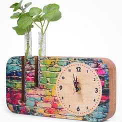 تصویر گلدان چوبی طرح آجر رنگی 