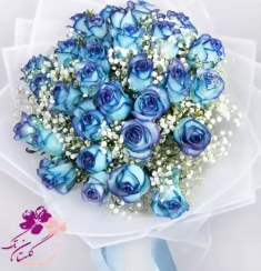 تصویر دسته گل رز آبی 