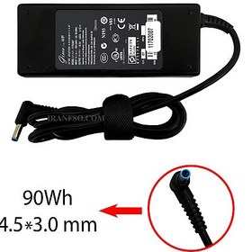تصویر آداپتور HP 19.5V 4.62A فیش آبی 