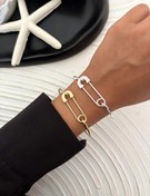 تصویر دستبند النگویی و بنگل زنانه مینیمال طرح سنجاق قفلی تنوع طرح رنگ ثابت کد gy 