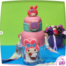 تصویر بطری آب کاور دار کرومی و ملودی Water bottl, kuromi and my melody design