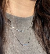 تصویر گردنبند زنانه آبکاری نقره مدل دو لاین رنگ ثابت و ضدحساسیت 