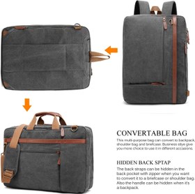 تصویر CoolBELL Convertible Backpack Shoulder Bag Messenger Bag Laptop Case Business Briefcase Leisure Handbag Multi-Functional Travel Rucksack Fits 17.3 Inch Laptop for Men/Women (Canvas Dark Grey) - ارسال 15 الی 20 روز کاری 