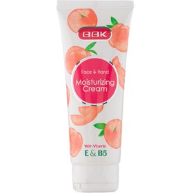 تصویر کرم مرطوب کننده تیوپی با رایحه هلو 75میل با آمبولانژ جدید ببک BBK Peach Face And Hand Moisturizing Cream 75ml With New Packaging