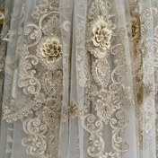 تصویر پارچه پرده گل برجسته دونر عرض ۳ متر 