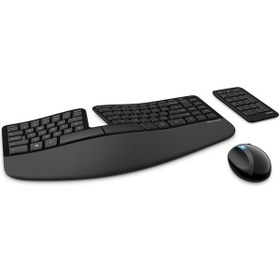 تصویر کیبورد و ماوس بی‌سیم مایکروسافت مدل Sculpt Ergonomic Desktop 