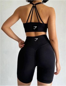 تصویر ست ورزشی زنانه جیم شارک مدل SET014 رنگ مشکی و صورتی و سبز و آبی و بنفش 