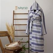تصویر حوله تنپوش نخی سنتی یزدی طرح آیهان سورمه ای Yazdi traditional cotton bodysuit towel