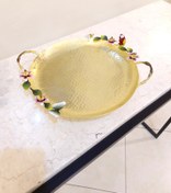 تصویر سینی دسته دار دایره کوچک برنجی | مدل 5 